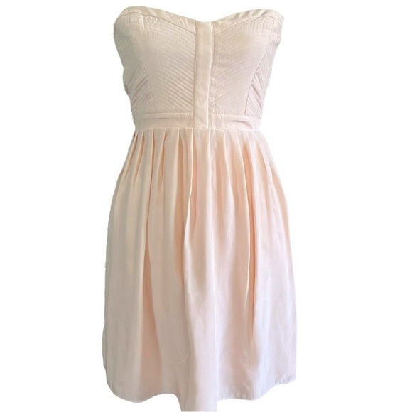 NWT Parker Pale Pink Silk Strapless Sweetheart Neckline Mini Dress sz S - Picture 2 of 14